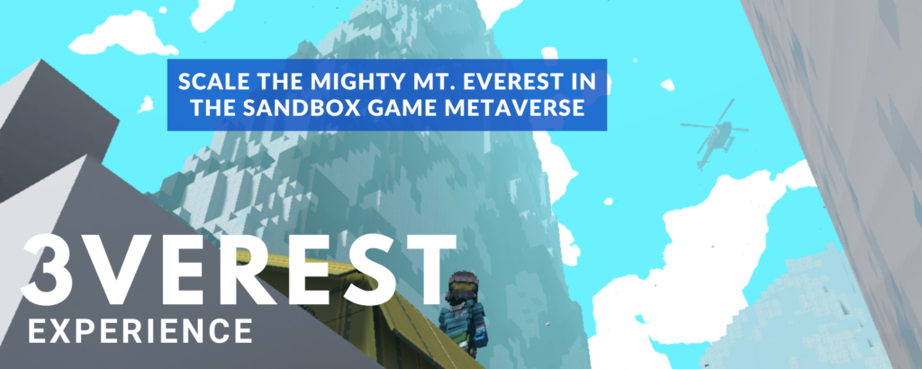 poster for the 3verest experience on the sandbox game metaverse